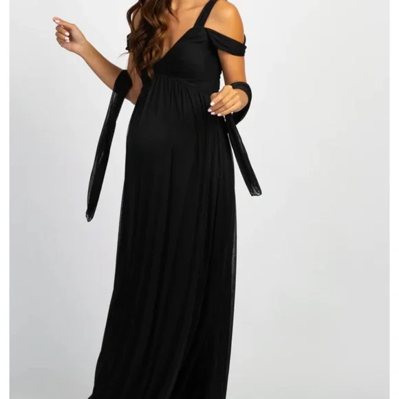 black chiffon maternity bridesmaid dress Maternity Bowie Chiffon Dress